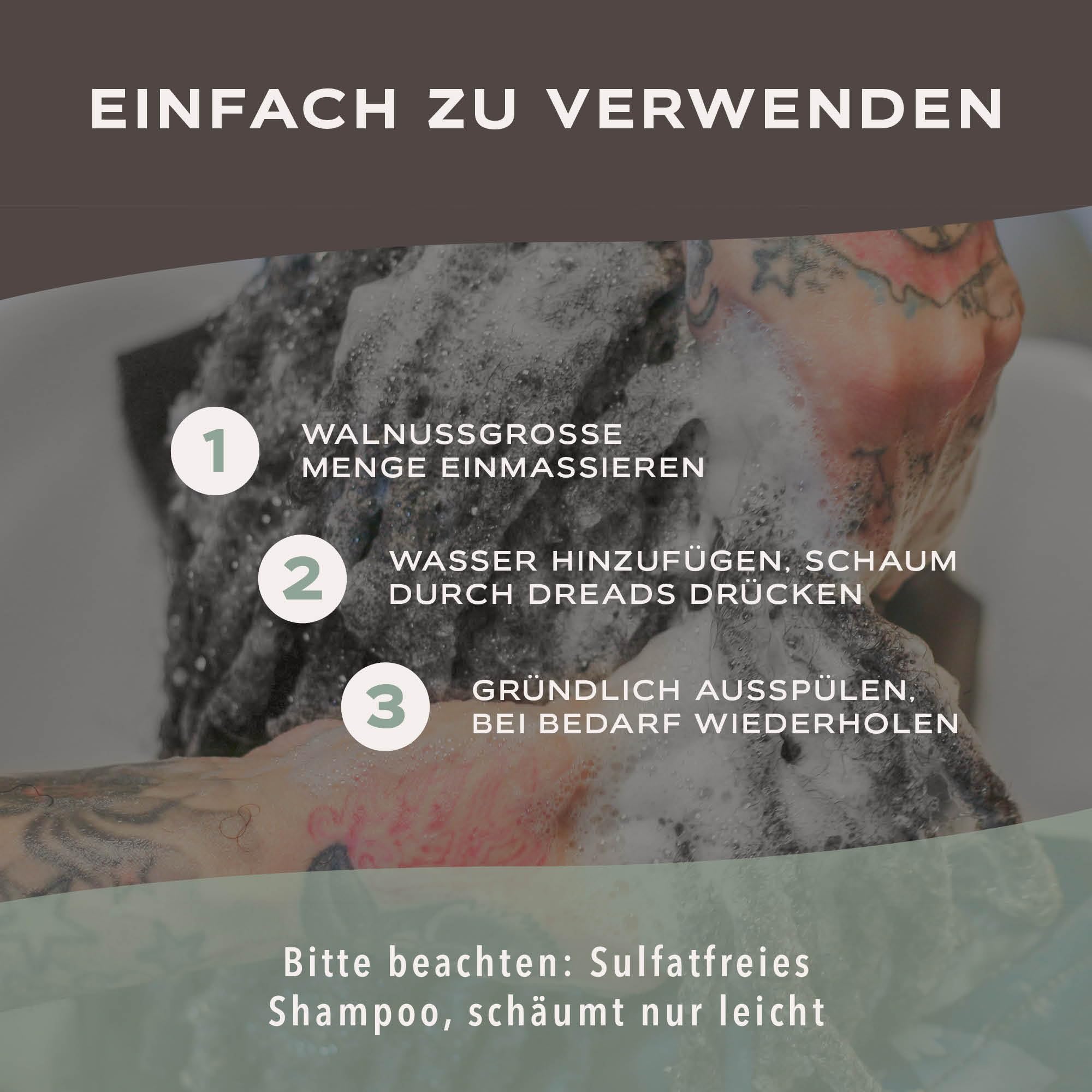 RAW ROOTs Feuchtigkeitsspendendes Dreadlock-Shampoo, 500 ml, natürliches und rückstandsfreies Dreadlock-Shampoo, geeignet für alle Haartypen, mild, sulfatfrei und pH-ausgewogen – beruhigt juckende