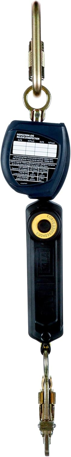 3M DBI-SALA Nano-Lok 3101365 Tie Back Self Retracting Lifeline, 9-Foot, 3/4-Inch Dynema Polyester Web, Tie-Back Hook, Swiveling Anchor Loop W/Alum. Carabiner, Blue