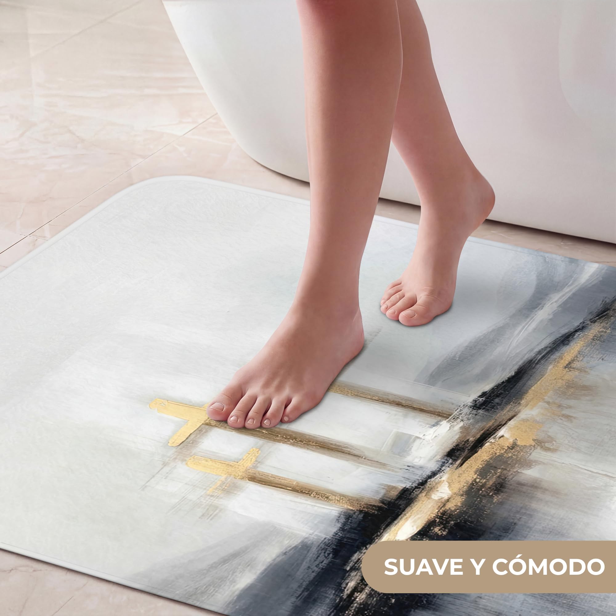 Alfombra Baño Rectangular 60x90 cm Decoracion Bathroom Mat Non Slip Shower Lavable Antideslizante Alfombrilla Tapete Banheiro Abstracto - Pintura - Cristianismo - Cruz