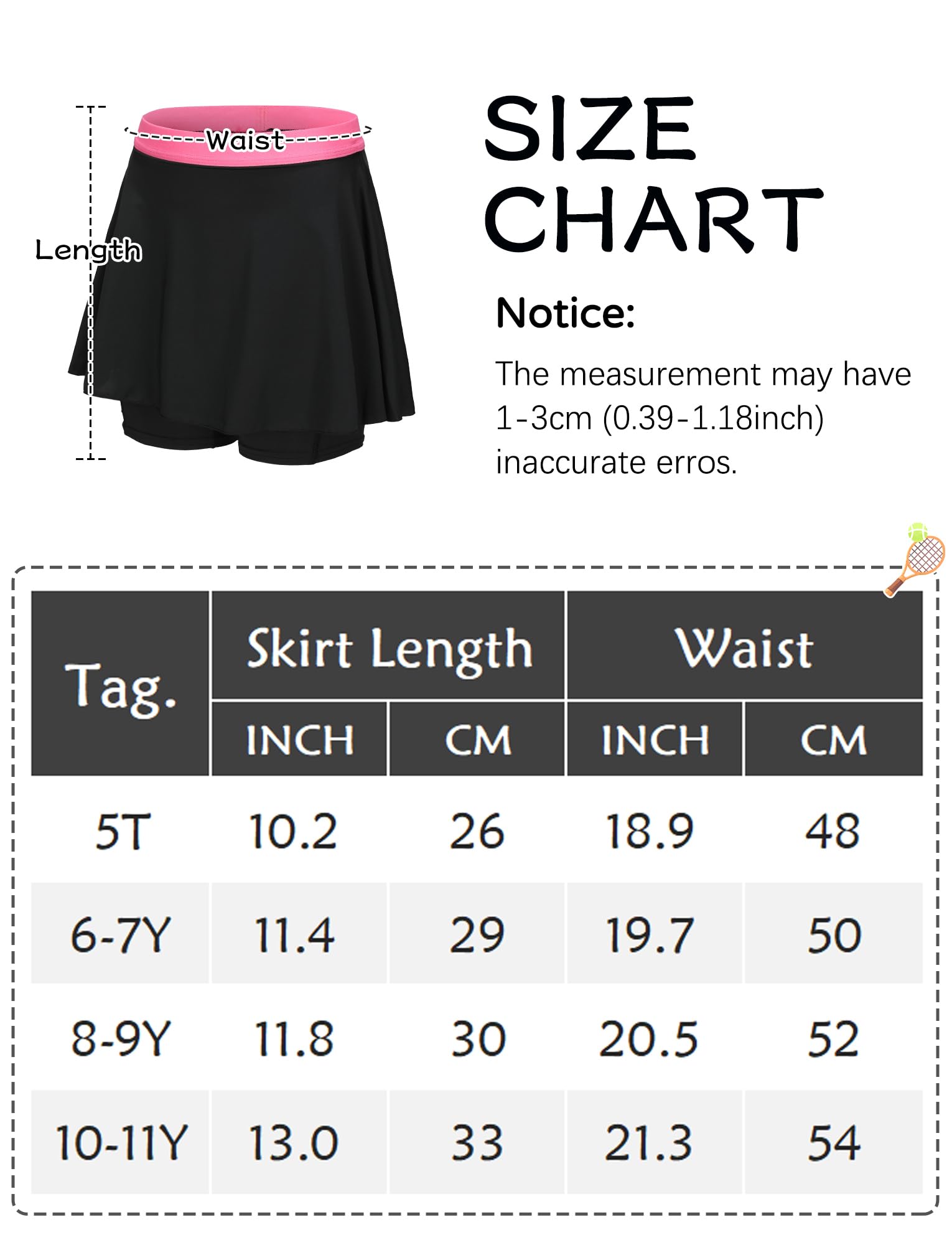 SEAUR Jupe de Tennis Fille Jupe Short de Golf Extensible Jupes de Tennis Taille Haute Fille Jupes d'école Plissée 5-11 Ans