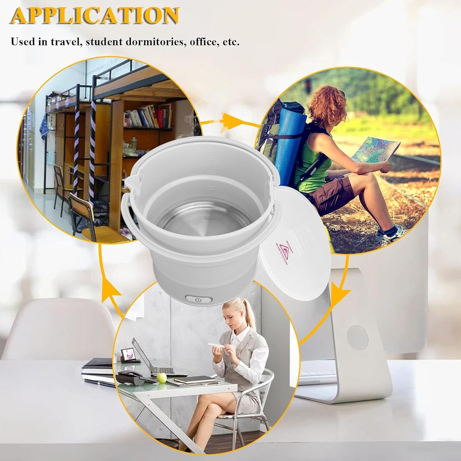 Foldable Electric Cooker, Dual Voltage Silicone Fast Heating Electric Hot Pot Cooker with Steamer, Multifunctional Electric Pot for Cooking Pasta, Egg, Soup, Home Dormitory