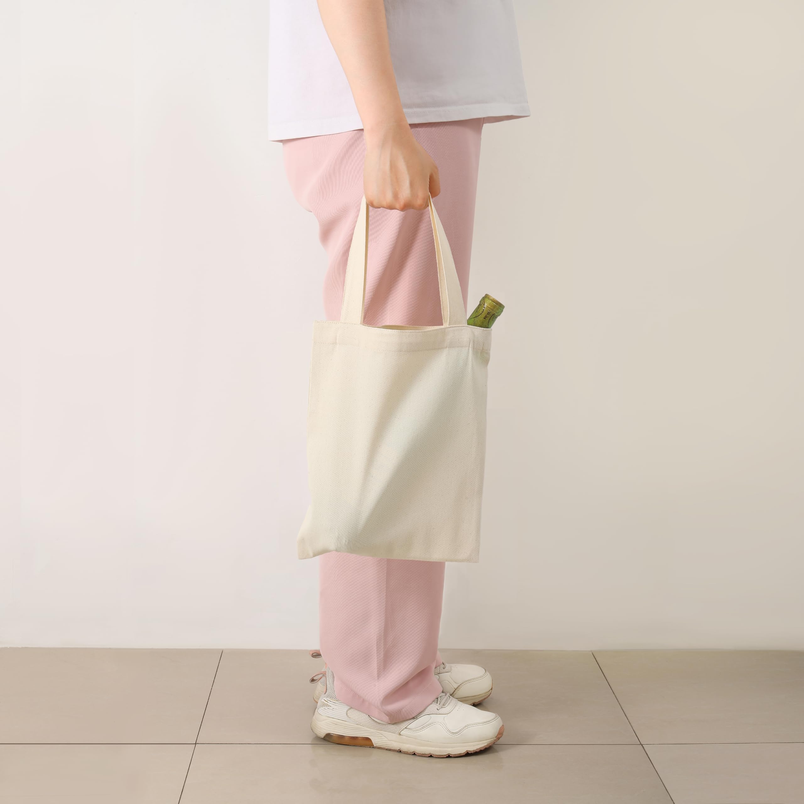 Phicorn Small Canvas Tote Bags, 9" x 11" Reusable Cotton Mini Totes for DIY Crafts, Party Favors and Daily Essentials