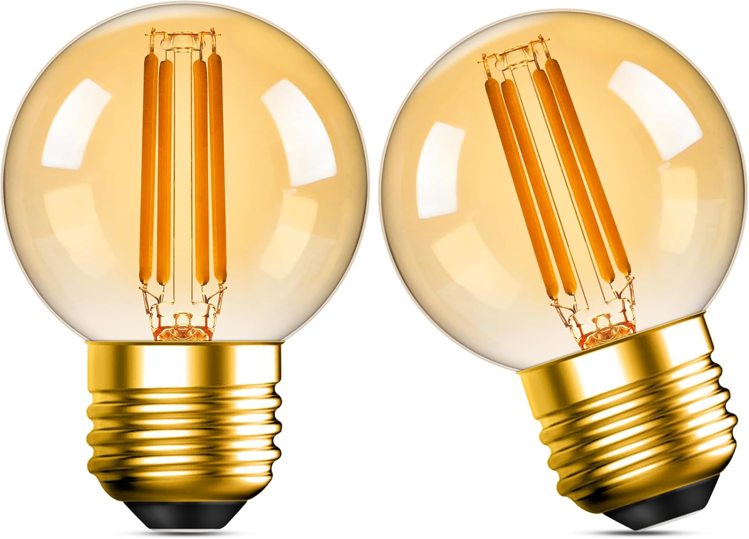Dimmable Vintage LED Edison Light Bulbs G16.5 4W Globe Decorative Light Bulbs for Ceiling Fan Antique Styles,E26 Small Power,Amber,40 Watt Incandescent Equivalent,2200K Warm White,350LM,2 Pack