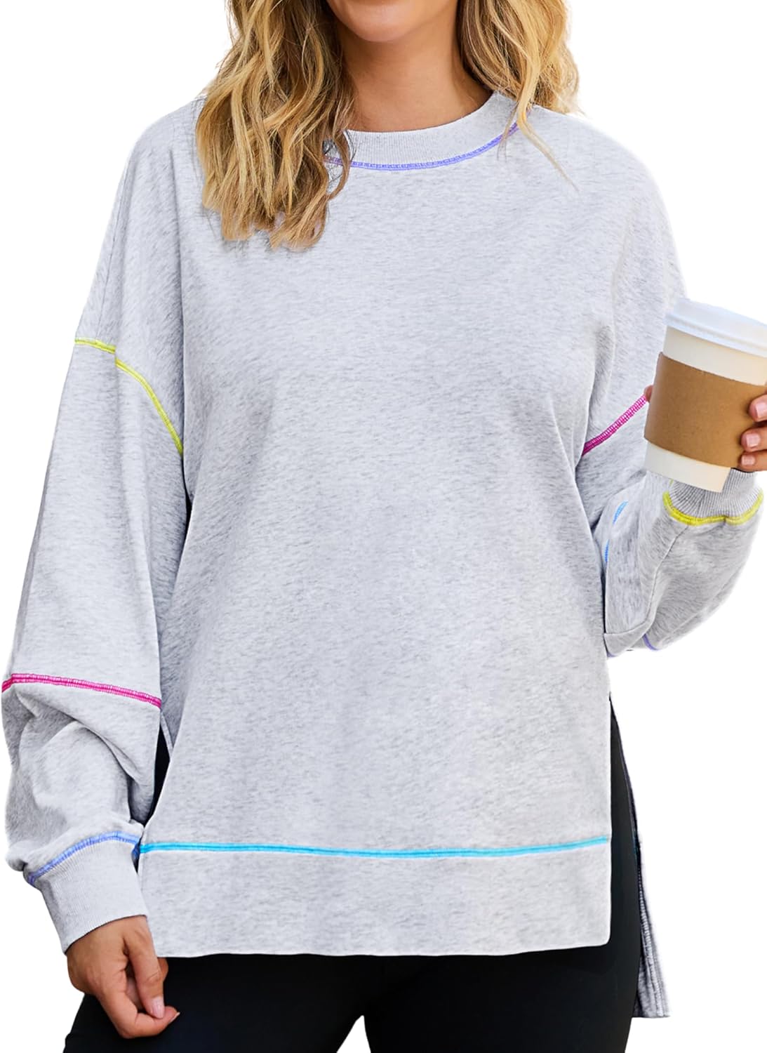 popvil Oversized Sweatshirt Women Pullover Crewneck Fall School Fashion Outfits Cute Comfy Trendy Casual 2025 Clothes