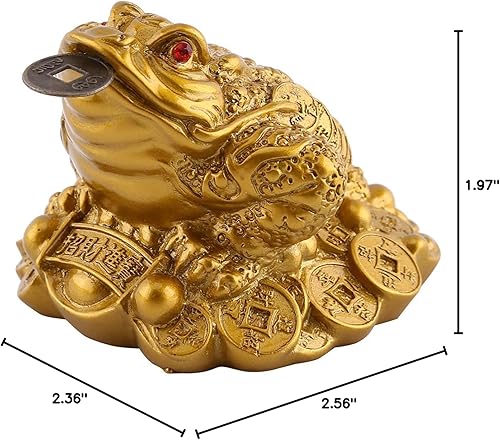 Miniatura 10 de Garosa Rana del dinero, Feng Shui chino, riqueza, sapo feliz, decoración de la oficina en el hogar, regalo de buena suerte, decoración de la