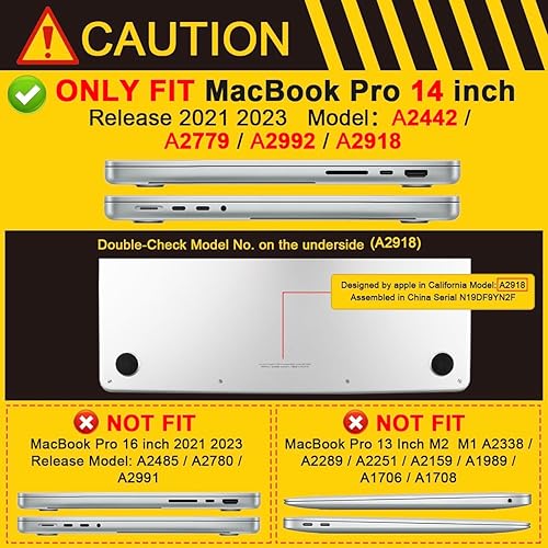 Miniatura 2 de Batianda Funda de protección definitiva para MacBook Pro 14 2021 2023 modelo A2442A2779, bordes de fibra de carbono mate, a prueba de golpes,