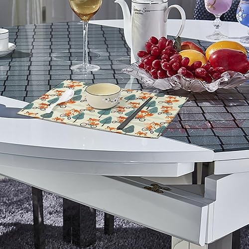 Miniatura 4 de Foxes Riding Bicycles Placemats Set of 6 Resistant Table Mats Washable Place Mats for Dinner Party Table Decoration