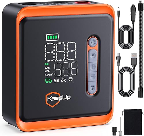 Compresor de aire portátil para inflador de neumáticos, bomba de aire inalámbrica KEEPUP de 150 PSI con batería recargable para neumáticos de
