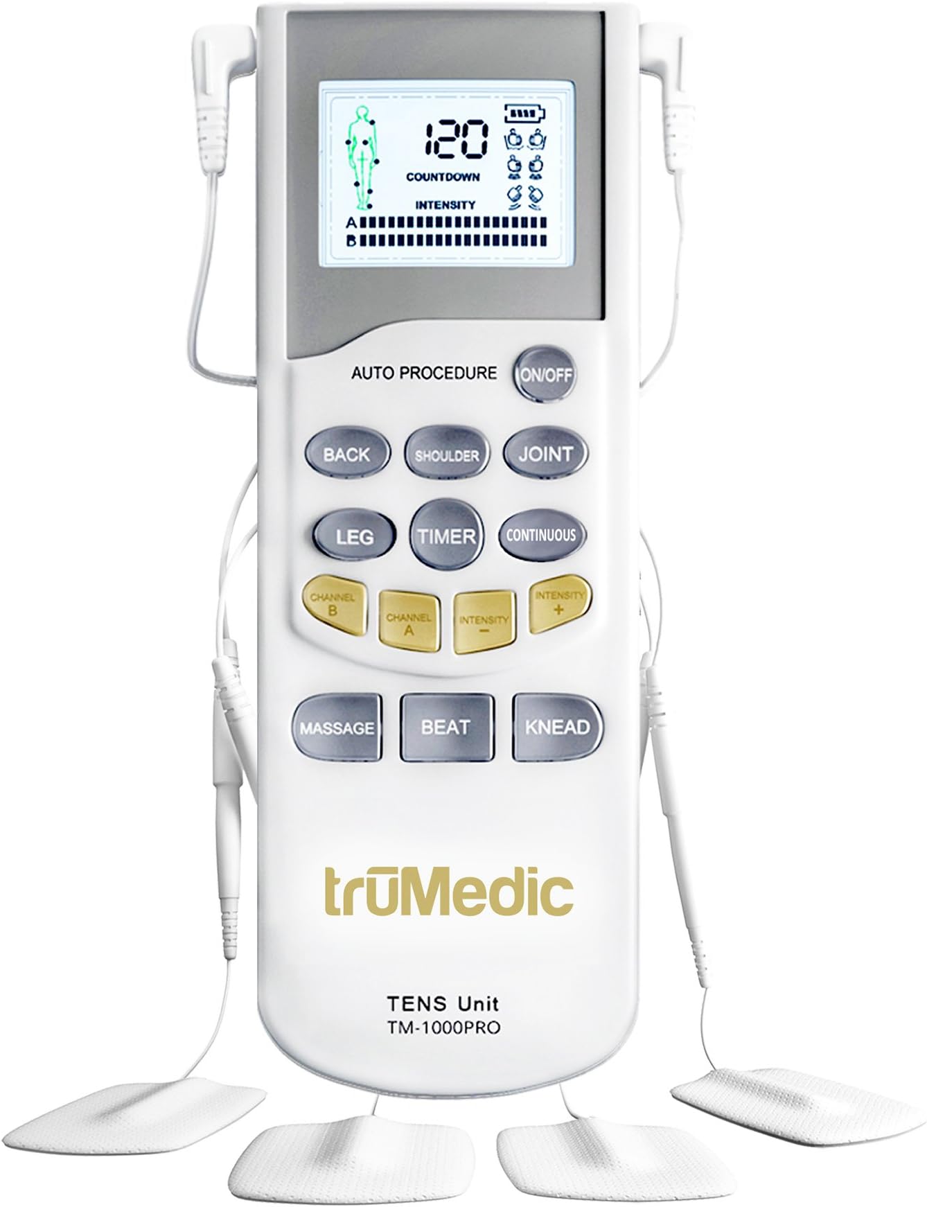 truMedic TM-1000PRO Deluxe Tens Unit for Pain Relief White