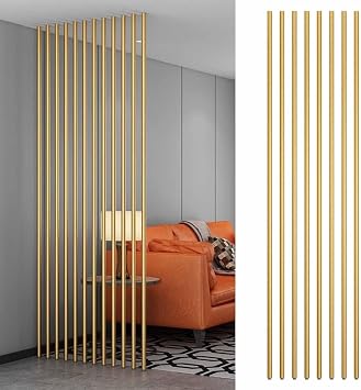 Metal Wall Partition Post Room Divider, Room Divider Floor to Ceiling Wooden Slats, Privacy Screens Room Partition Post, Partition Column Versatile Space Separator, for Teahouse/Coffee Shop/Hotel/Stud