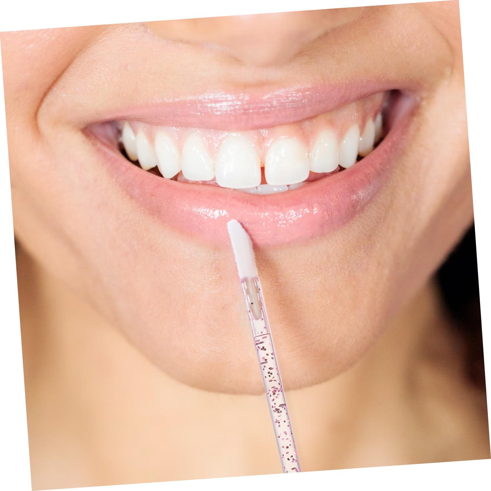 minkissy Portable Lip Brush Stick Crystal Handle Disposable Lipstick Applicator Gentle Flocking Ideal for Lip Gloss Shadow Makeup Beauty Tool