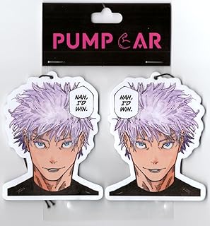 PumpCar 2 pieces satoru Nah I'd Win double-sided hanging Japanese anime cherry-scented air freshener Cool anime hanging for rearview mirror Car Interior Accessories Gifts