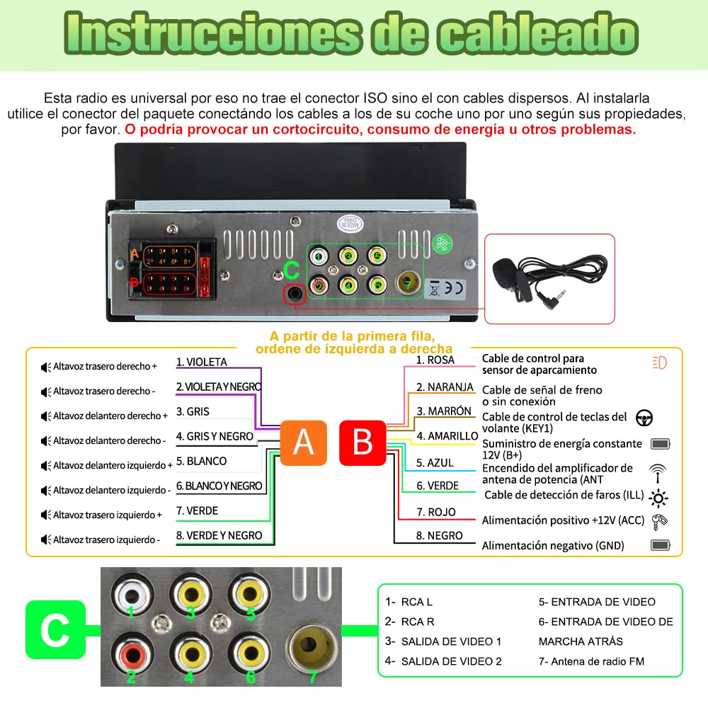 AWESAFE Radio de Coche 1 DIN Universal con Carplay y Android Auto Inalámbrico,Autoradio 1 DIN con Pantalla Táctil de 6.86 Pulgadas y Cámara Trasera, Admite Bluetooth/Mandos Volante/FM/USB