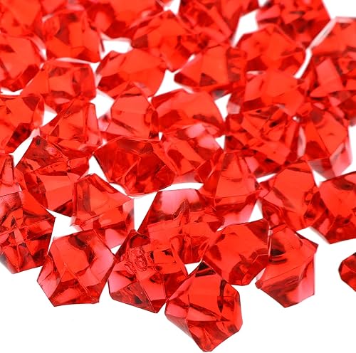 Miniatura 3 de Cubo de hielo falso, 100 unidades de diamantes rojos transparentes de 0.39 pulgadas, cristal de roca de hielo, relleno de jarrón acrílico