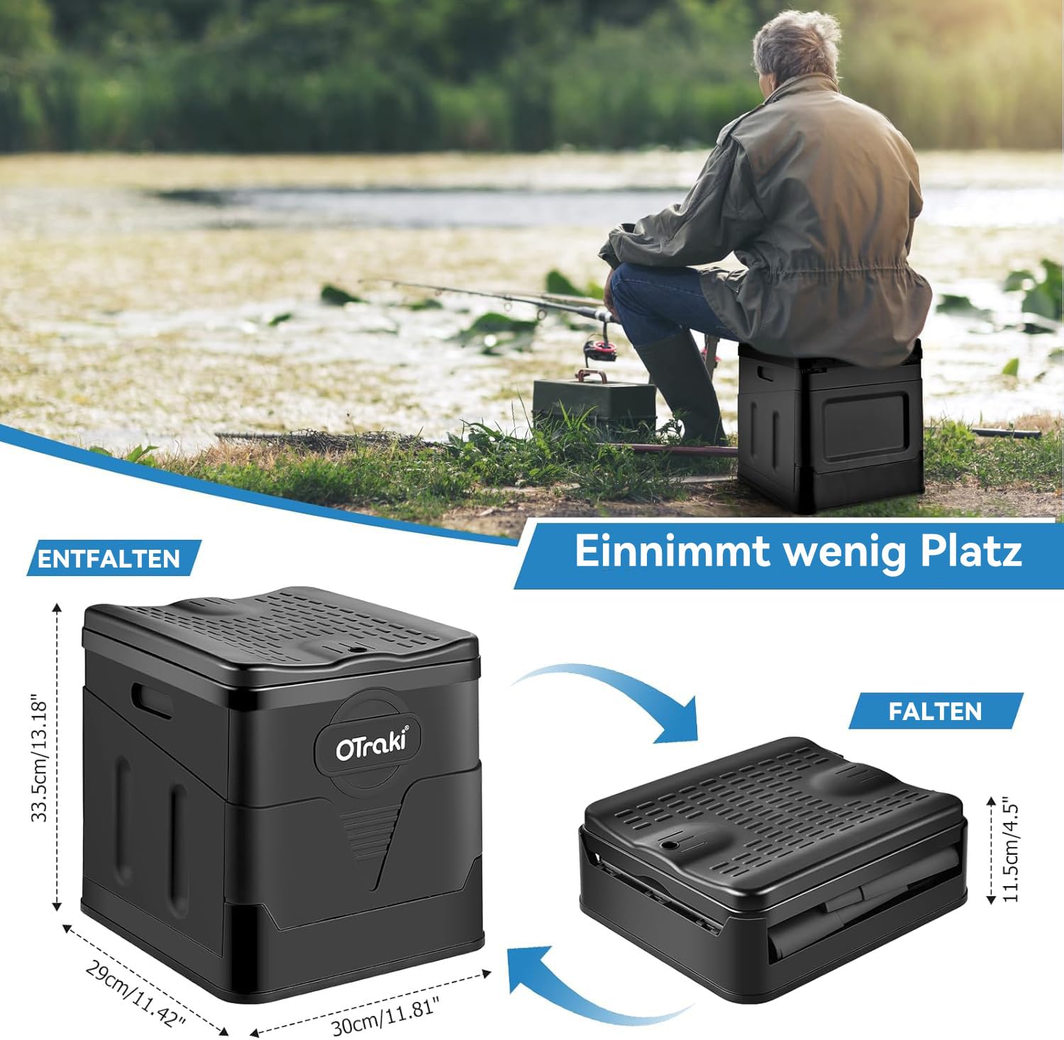 OTraki Campingtoilette Faltbar Mobile Trenntoilette mit 12 Toilettenbeuteln Stabil Camping WC Kompakt Toilette Die Mobile Toilette für Outdoor Camping, Festival, Stau, Zelten