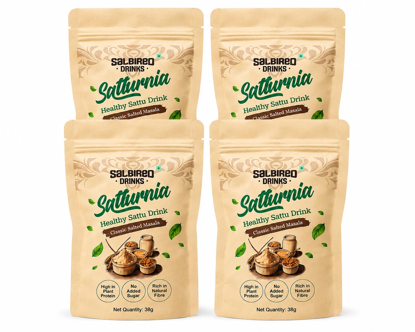 Masala Flavored Sattu Mix - Meal Replacement | 40gm per pack | Ready to mix in a glass of cold water (4, Pack of 4, Classic Salted Masala)-image-19