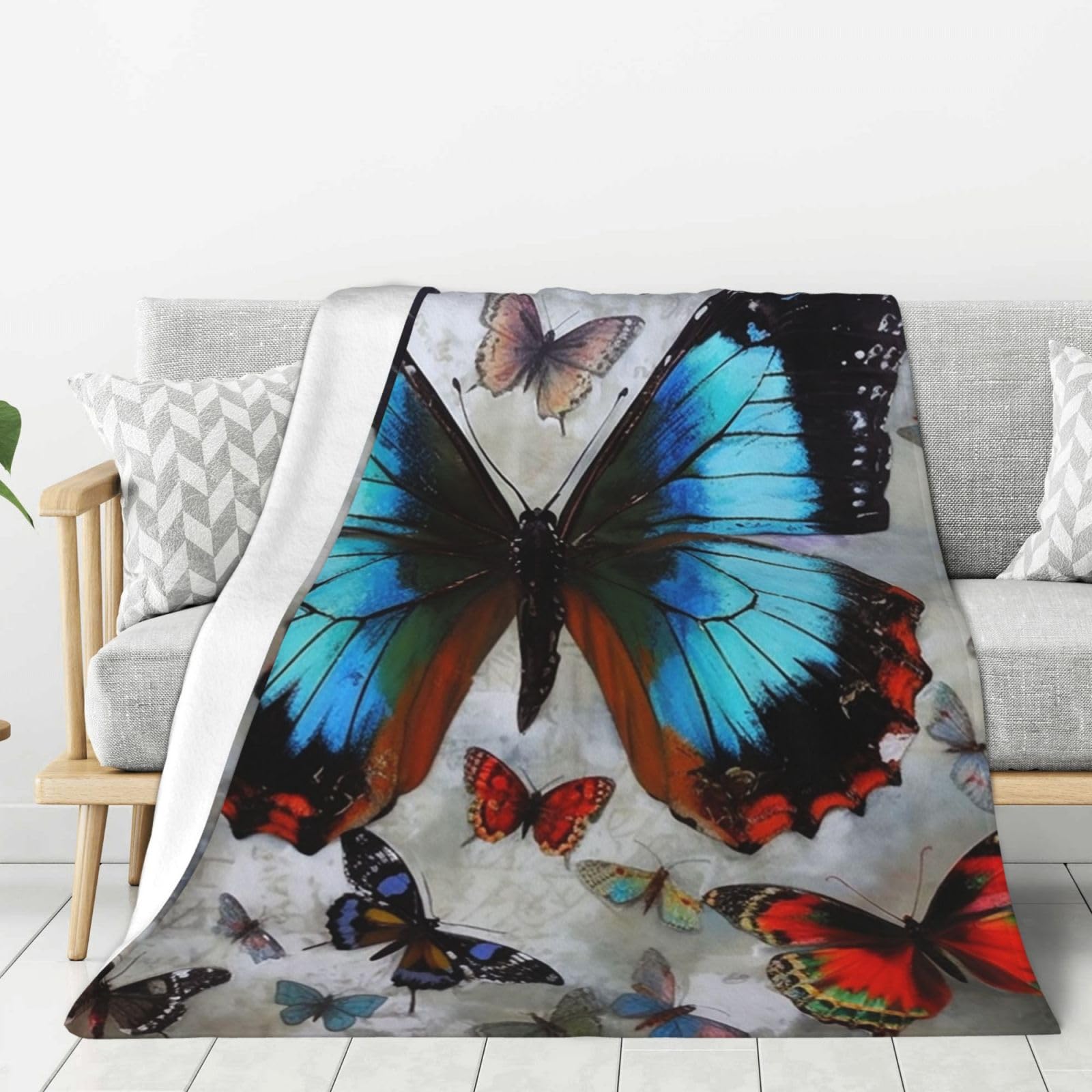 Butterfly Throw Blanket Plush Flannel Fleece Blanket, Soft Lightweight Cozy Blankets 40"X30" for Bed Couch Sofa Travel