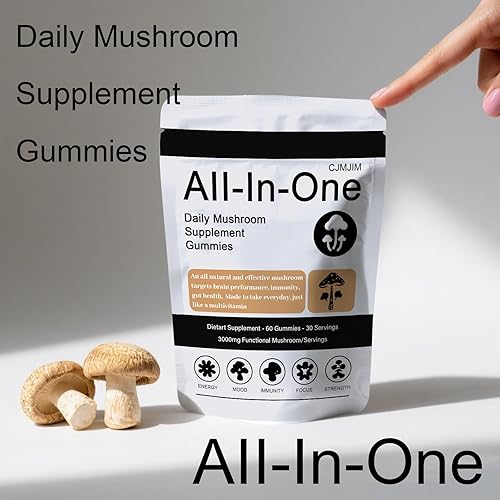 Miniatura 9 de Super Mushroom Daily Gummies - Chaga, melena de león, reishi, cordyceps - Gomitas de suplemento de hongos todo en uno - 60 gomitas (1)