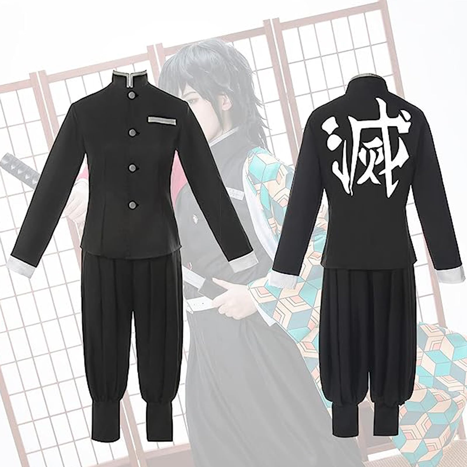 CR ROLECOS Mitsuri Cosplay for Demon Slayer Mitsuri Full Set Tomioka Giyuu Costume Giyuu Anime Outfit for Halloween