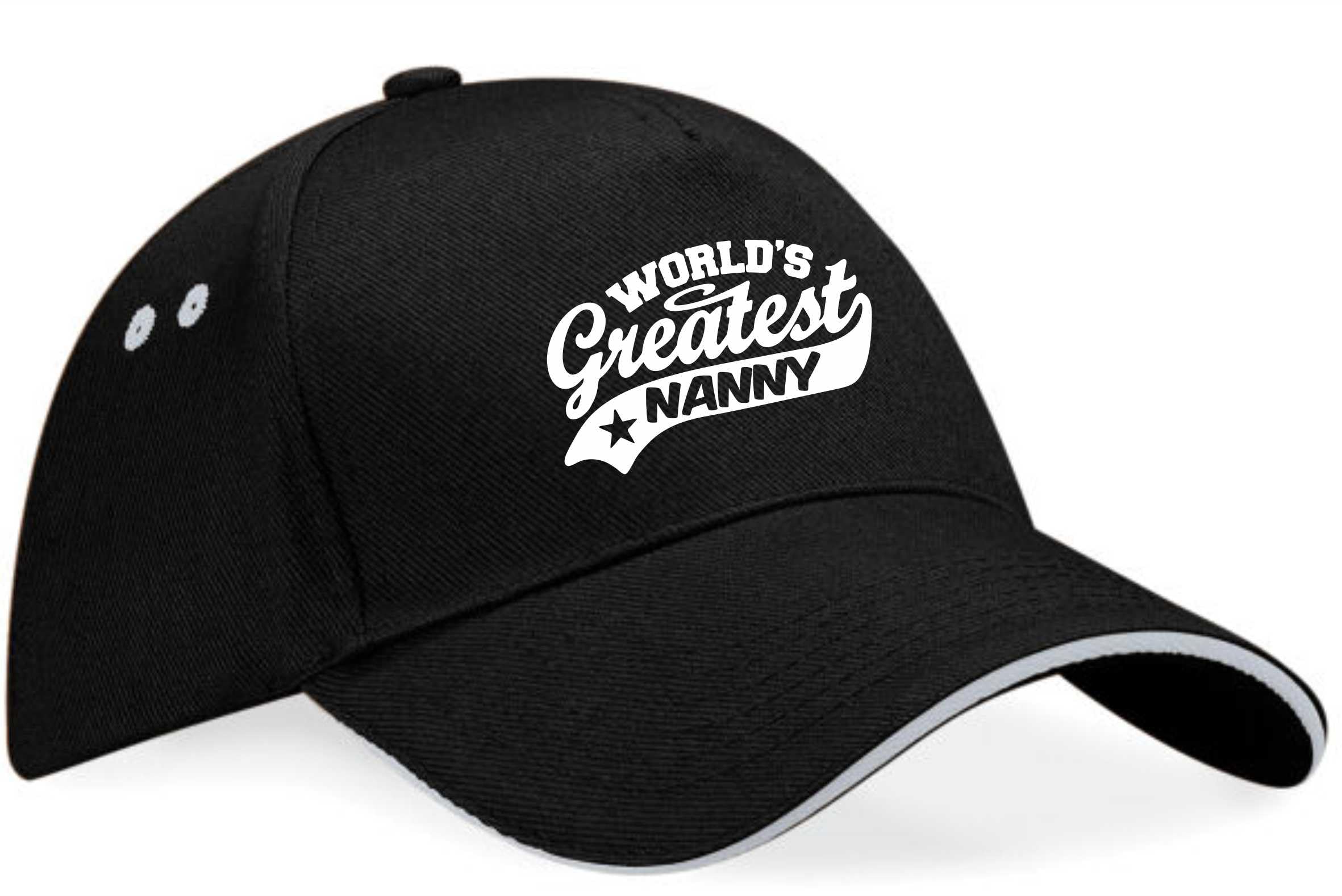 Print4U Baseball Cap Greatest Nanny Gift for Ladies Present Mothers Day Birthday Black