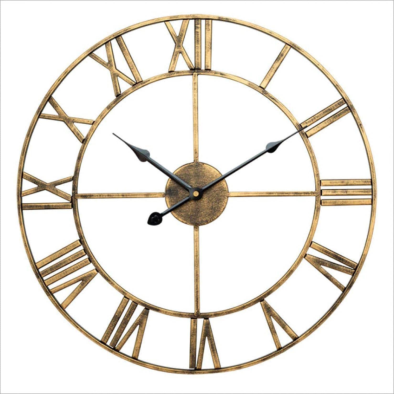 MYUYEE Large Outdoor Garden Wall Clock Big Roman Numerals Giant Open FA Metal Vintage Iron Wall clock-16 inch/40cm Beautiful snery