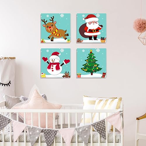 Miniatura 8 de hkejoi Pintura de Navidad por números para niños, paquete de 4 con lienzo enmarcado, pintura de Navidad por números para niños de 4 a 8 a 12 años,
