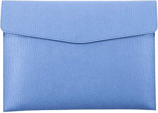 PU Leather A4 File Folder Document Holder Waterproof Portfolio Envelope Folder Case with Snap Closure Blue