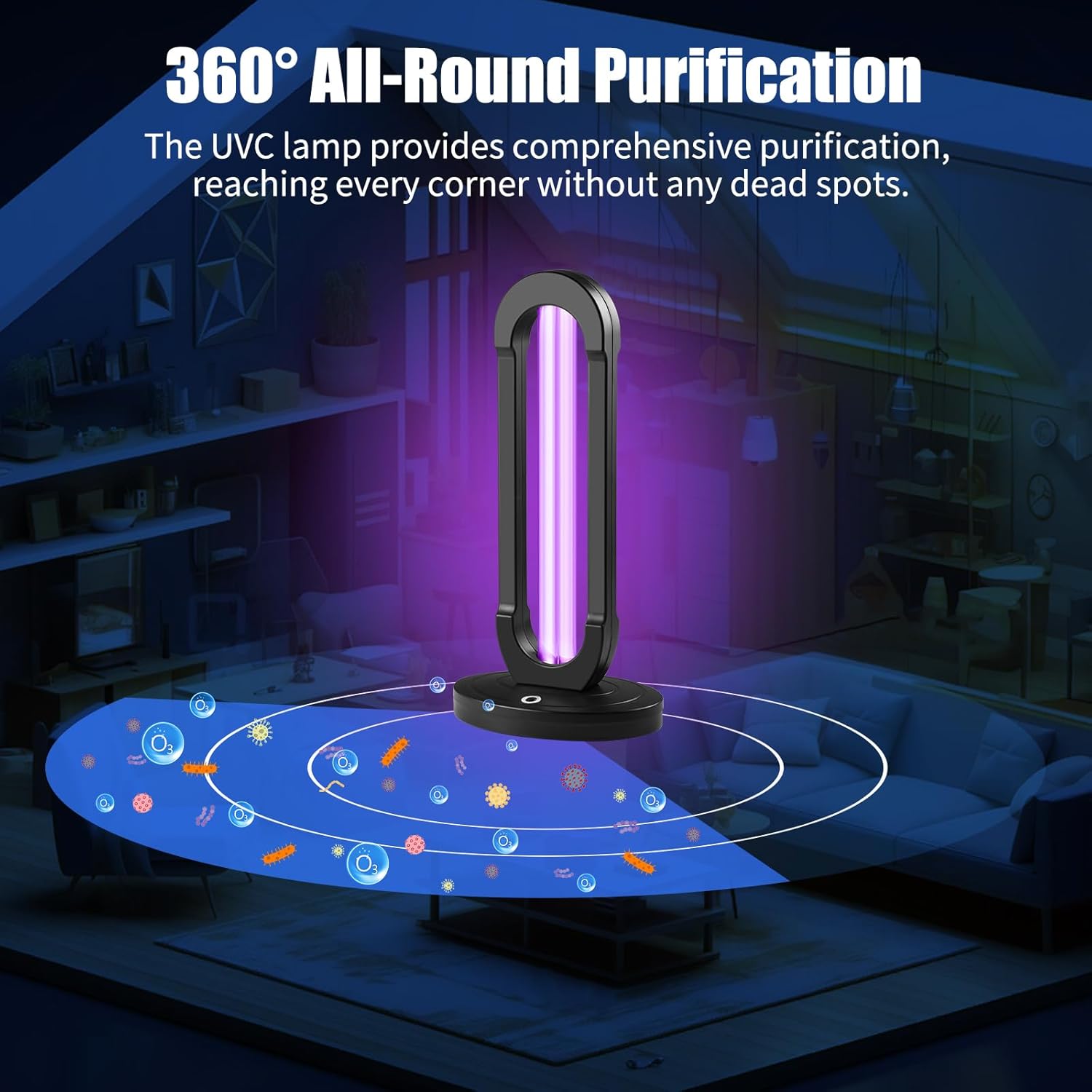 38W UV Light UVC Lamp | 265nm Air & Surface Refreshment | One-Piece Construction, 3-Stage Timer, Remote + Manual Control w/Buzzer | Avoid Exposure (Ozone Free)