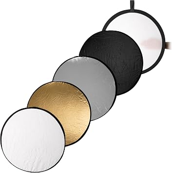 Fotodiox 22in 5-in-1 Collapsible Reflector Panel with Bag for Photography and Video - Black, Gold, Silver, Translucent, and White Panel