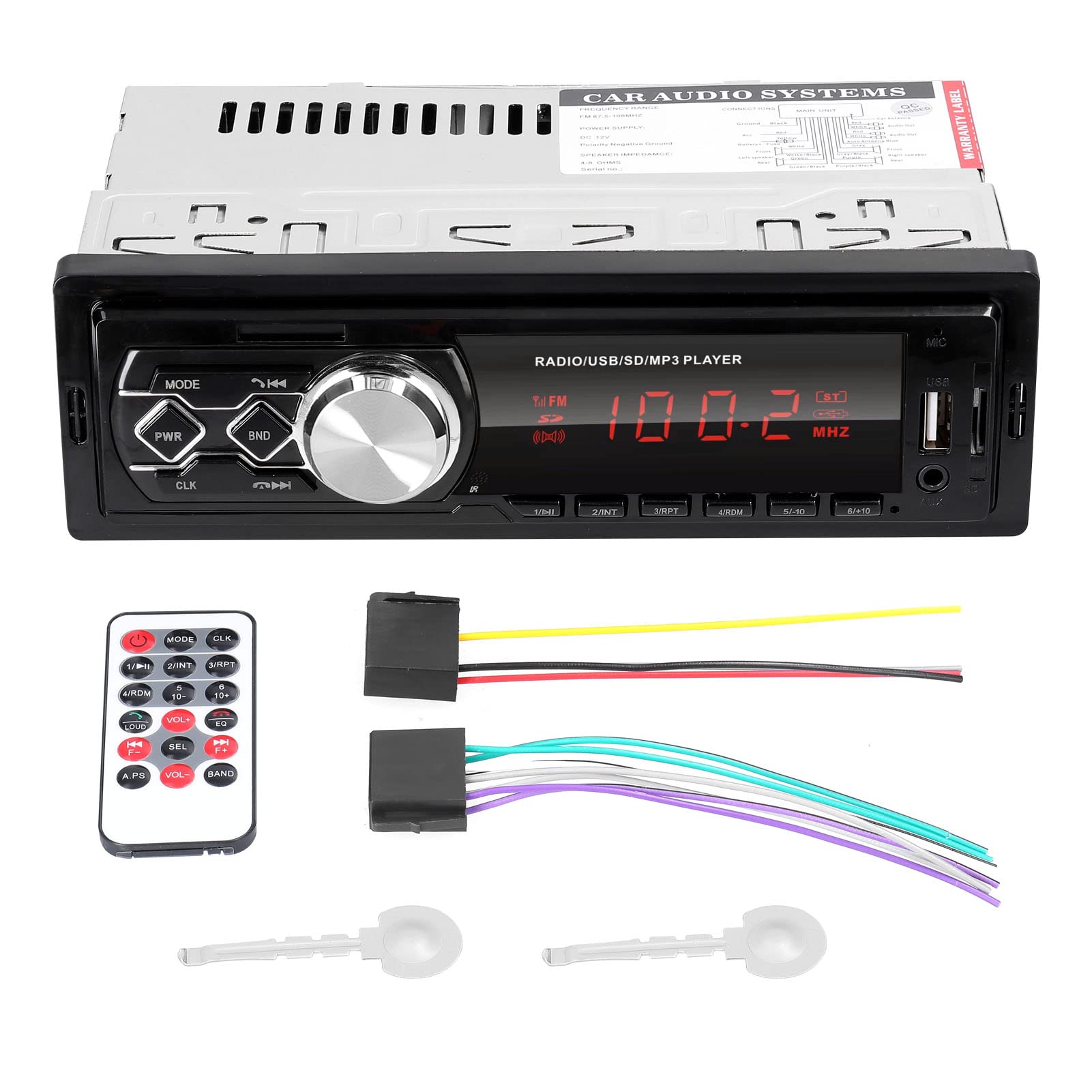 GONEERSingle Din Car Stereo Receiver BT MP3 Player FM Radio Support Hands-Free Calls U-Disk/TF Card/AUX-in with Remote Controller