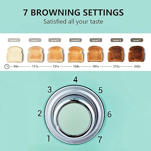 Miniatura 3 de REDMOND Tostadora de 2 rebanadas, tostadora de acero inoxidable con ranuras de 1.5 pulgadas de ancho, tostadora retro de 2 rebanadas con