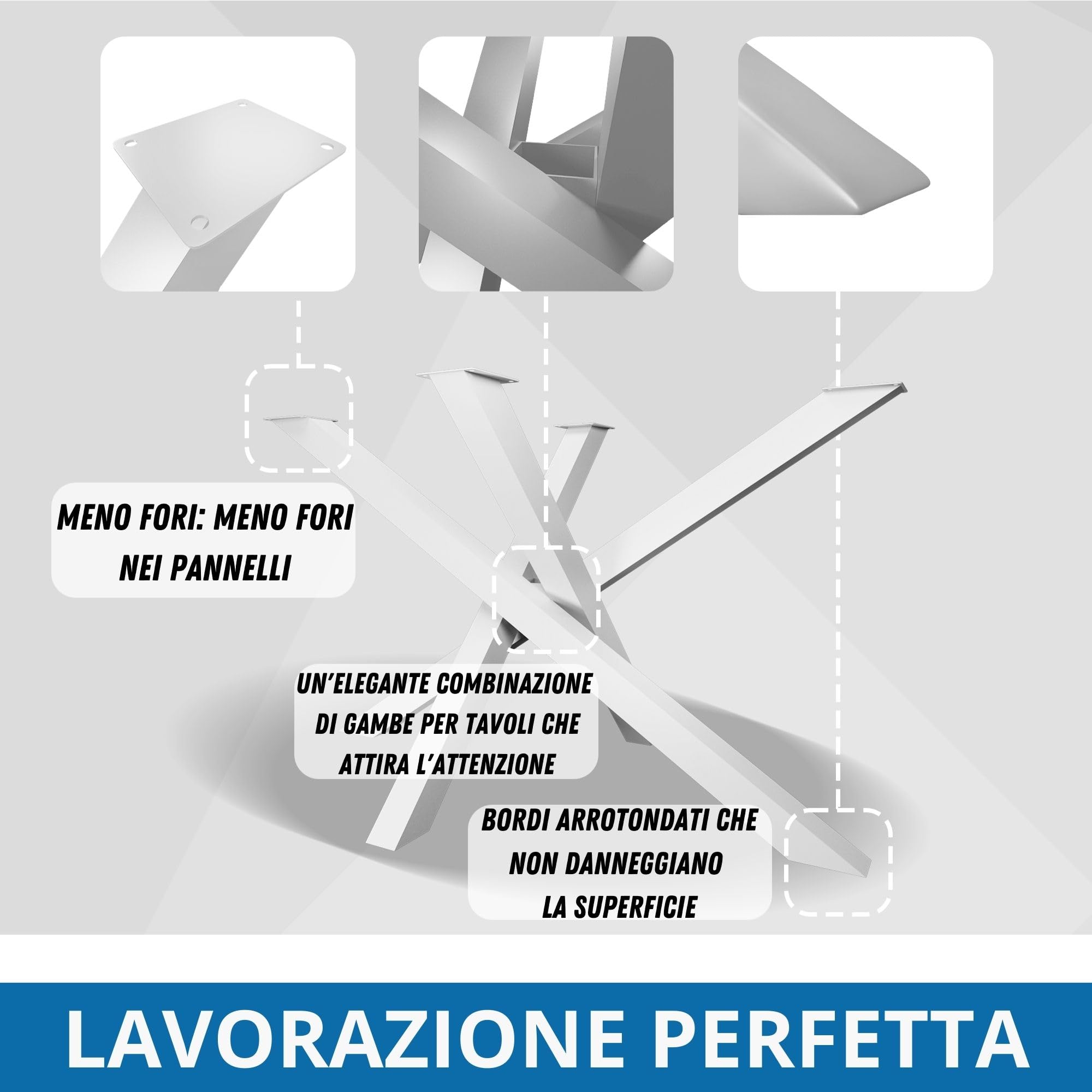 Gambe Tavolo Bianco Altezza 72 cm Struttura del Tavolo in Ferro Orion Design SPIDER Ragno Piede Piedi Acciaio Inox Gamba Solida per Tavolo da Pranzo Conferenza Basamento Tavolino DIY