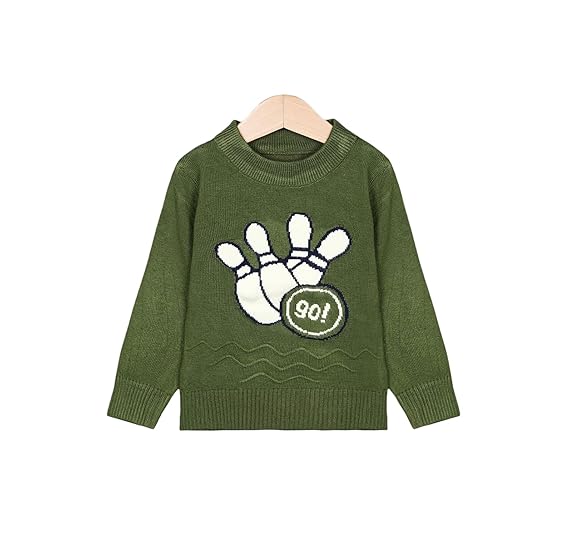 KNITCO Boys Woolen Acrylic Sweater Fun Bowling Regular fit Full Sleeves
