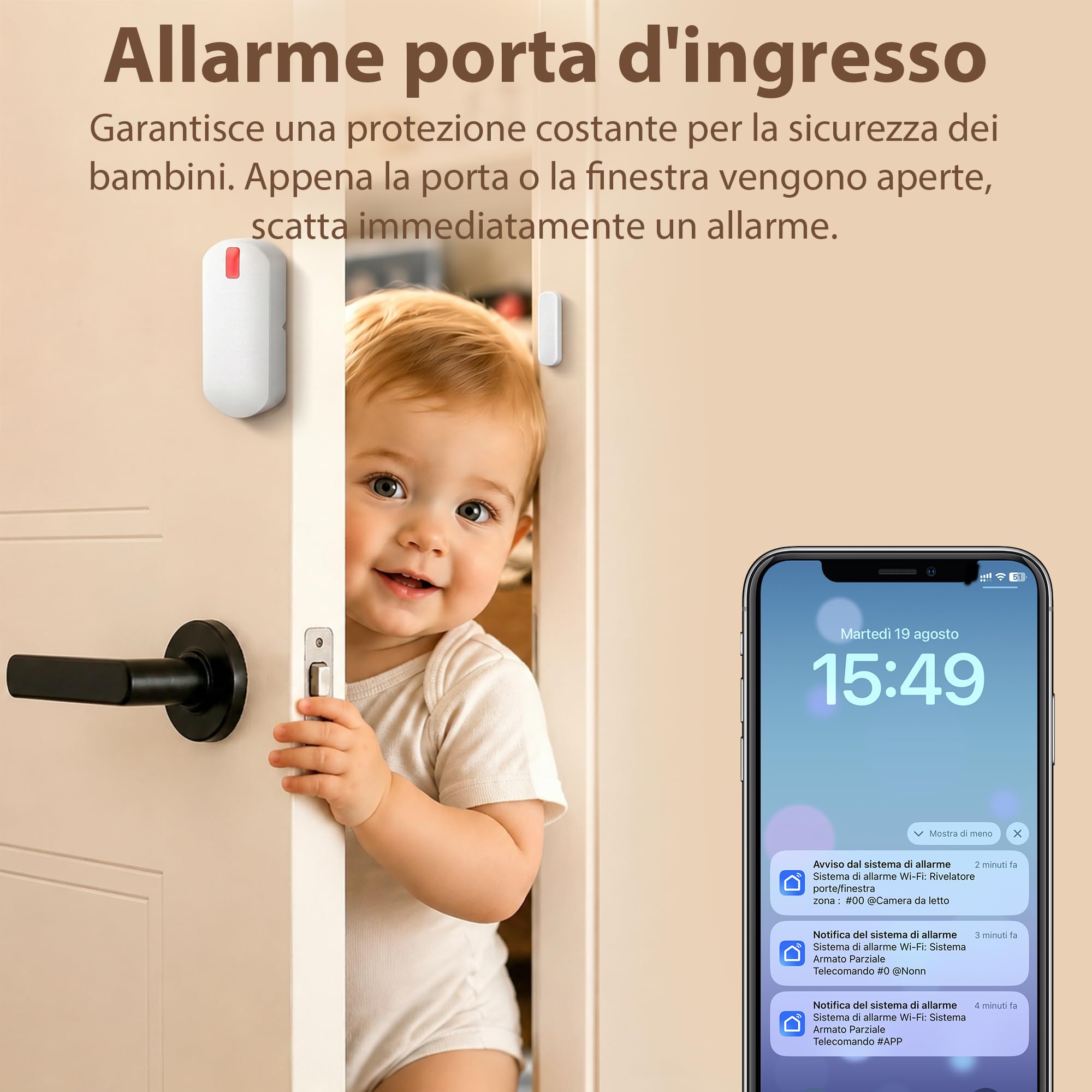 YISEELE Allarme Casa Senza Fili: Antifurto casa con Centrale 120dB e Controllo APP Gratuita - Proteggi famiglia e beni dagli intrusi in tua assenza - Salvavita Anziani – Compatibile Alexa & Google