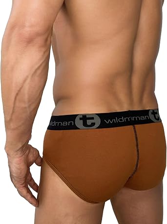 Wildmant Big Boy Pouch Cotton Brief with Stripe Brown and Tan