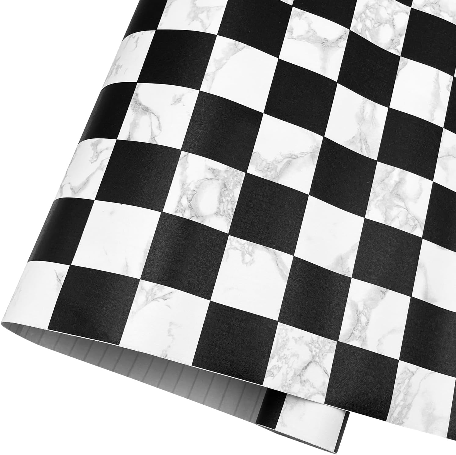 Removable Shelf Drawer Liner,19.7 feet Roll,Black and White Checkered,Peel and Stick Vinyl Furniture and Wall Covering Paper,Waterproof PVC (M-236.2x17.7 Inch)
