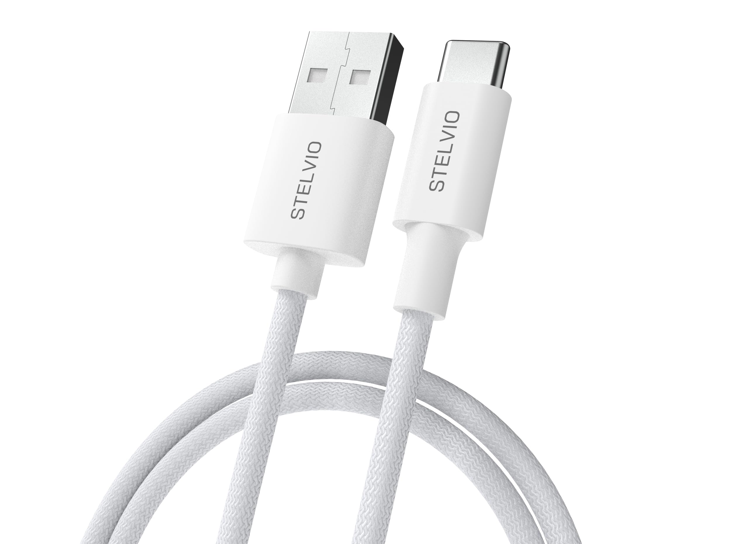Stelvio USB to Type C Cable with 3A Output, Fast Charging & Data Transfer, Nylon Braided,1M Length compatible with Type C Smartphones, Tablets, Laptops & other Type C devices (White) (B0CY5DB954) Amazon Price History, Amazon Price Tracker