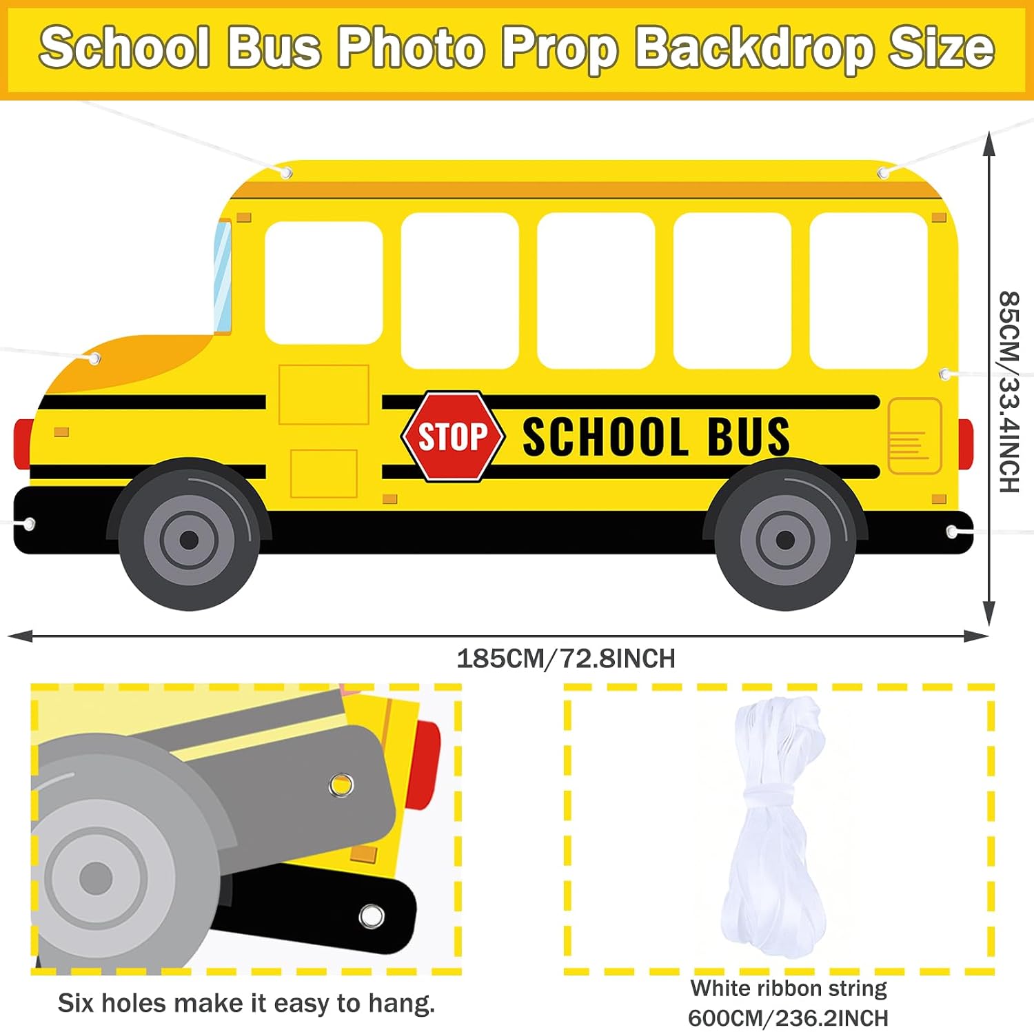 Costova School Bus Decorations Photo Prop, Welcome Back to School Backdrop, First Day of School Photo Booth Frame, Yellow Bus Party Sign and Graduation Ceremony Party Decors for Classroom Campus