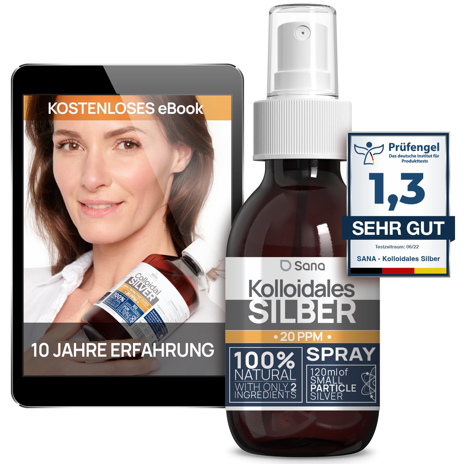 Kolloidales SilberSpray 125 ml ● Premium Silber Spray Für Mensch, Hund & Katze ● Carbon Neutral ● 100% natürlich mit 2 Zutaten 20 PPM