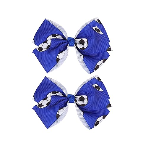 Miniatura 8 de Pinzas para el pelo con lazo de fútbol, accesorios para el cabello para niñas (FJ27) (azul E)