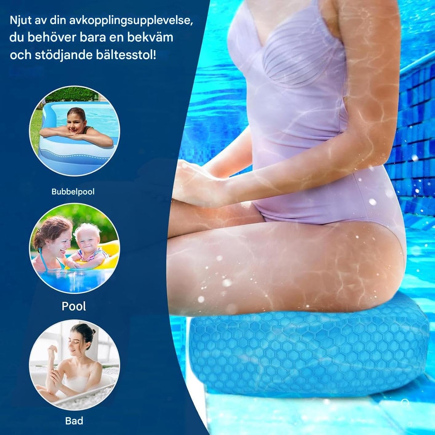 Sedile Per Vasca Idromassaggio Adulti Maglia Aria 3D Antiscivolo | Sedile Rialzato per Vasca Idromassaggio per Adulti Anziani, Donne Incinte, Uomini, Bagno, Campeggio, Giardino, Camper