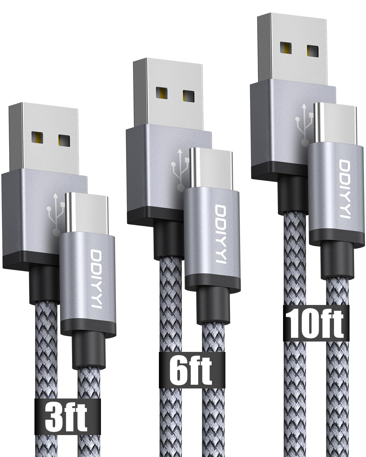 iPhone 16 15 Carplay Cable 3 Pack (3ft+6ft+10ft), USB to USB C Charging Charger Cord for Apple iPhone 16 15 Plus Pro Max, Samsung GalaxyS23 S22 S21 A53 A54 A55 Z Fold/Flip, USBC to USBA