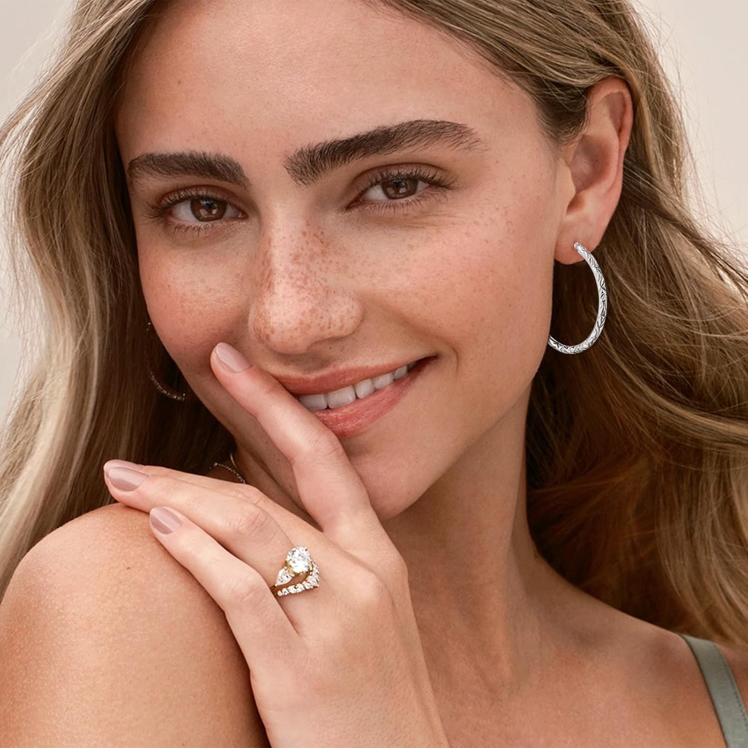 DAZLIME Hoop Earrings for Women,Hammered Silver Earrings Lightweight Hypoallergenic Oversize Silver Earrings,Stylish and Sophisticated Thick Hoop Earrings Hoop Earrings Summer Vacation Travel Essentia - Image 3