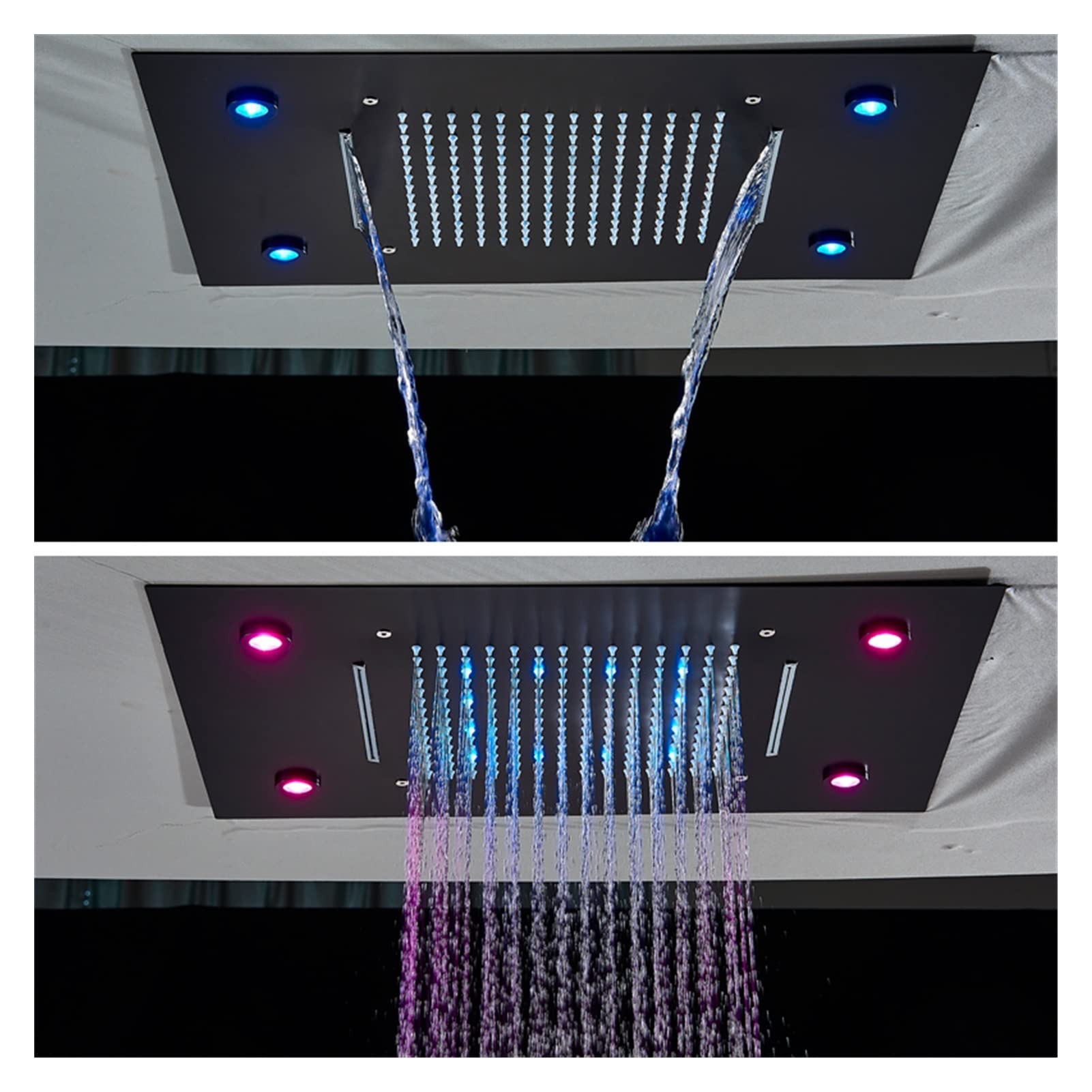 Buy SHUERZI Shower Panel Tower System Bathroom Remote Control LED Rain Shower Head Thermostatic