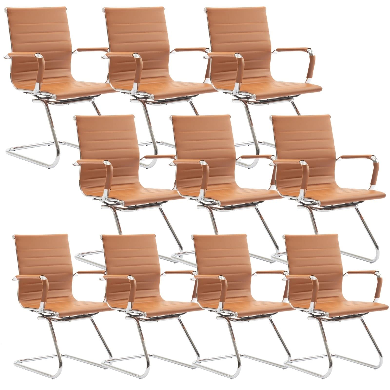 HNY 10-Pack PU Leather Office Guest Chairs