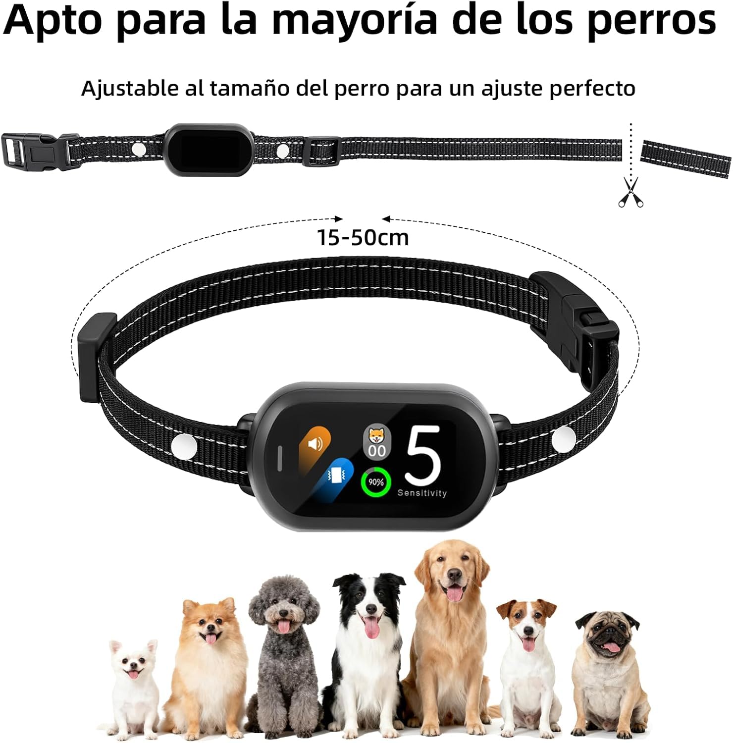 Collare Antiabbaio per Cani Piccoli Medi Grandi, Collare Addestramento Intelligente con 5 Modalità e Sensibilità Regolabile, Display LED, Batteria USB Ricaricabile, IP67 Impermeabile