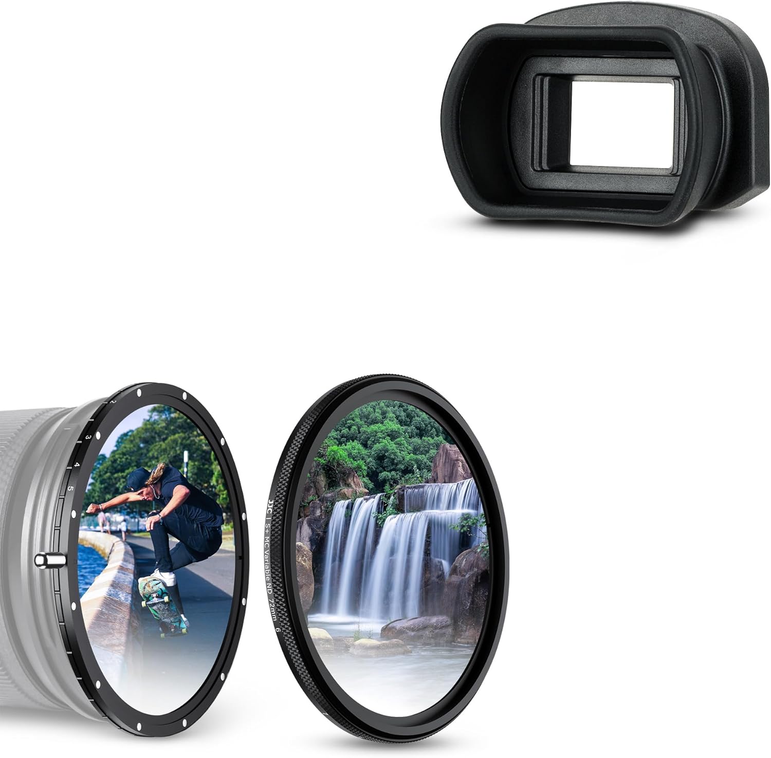 EG Eyecup Eyepiece Viewfinder & True Color Variable ND2.5-1000 (1-10 Stops) Neutral Density ND Filter for Canon Cameras & Lenses