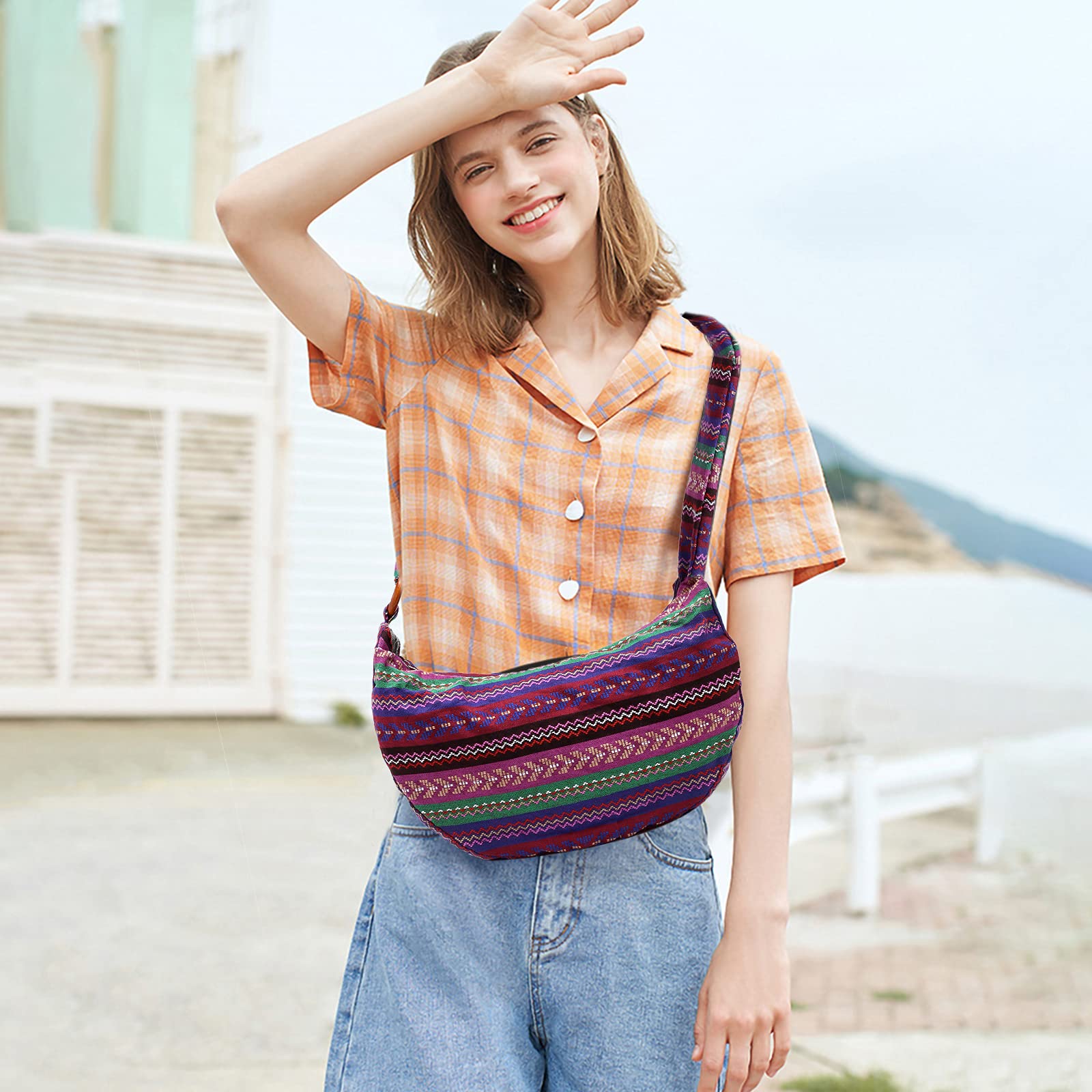Borse a Spalla Hippie Borsa a Tracolla Donna Borsa Leggera Stampata Tote per Viaggio Spiaggia Vacanze Uso Quotidiano