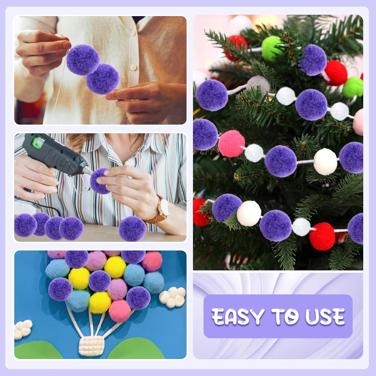 TOAOB 30pcs Large Pom Poms 2.4 Inch Dark Purple Craft Pom Poms Fuzzy Pompoms Balls with Googly Wiggle Eyes for DIY Arts and Crafts Projects Home Decorations