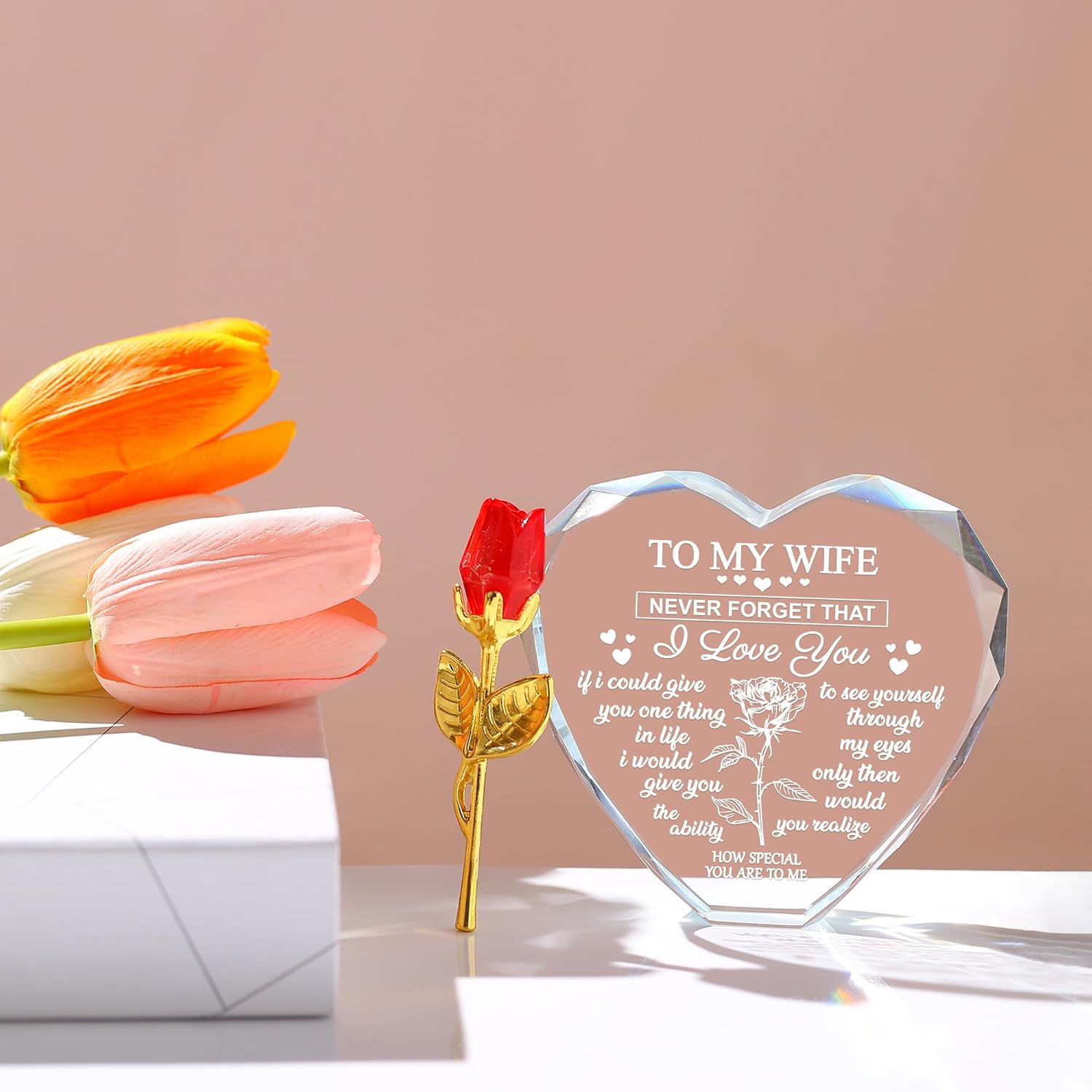 ZHSHWAT Christmas Day Birthday Gifts for Wife, Husband Crystal Multi Colour Night Light Gift for Wife, Romantic Crystal Rose Decor for Wife Anniversary Birthday Gifts Ideas - Image 7